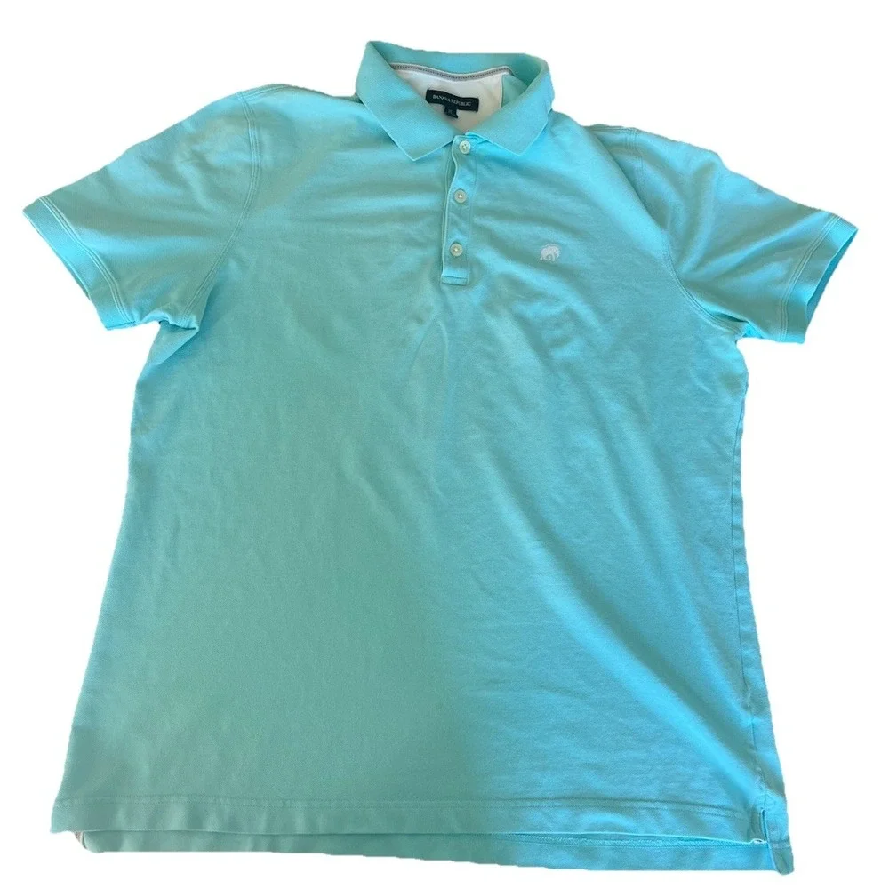 Banana Republic Mens Light‎ Blue Knit Collar Polo Short Sleeve Shirt Sz  X-Large